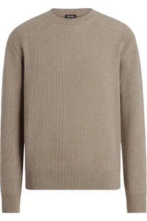 Ermenegildo Zegna Swetry, Mężczyzna, brązowy, 2XL, Kaszmir, Luksusowa dzianina kaszmirowa z okrągłym dekoltem