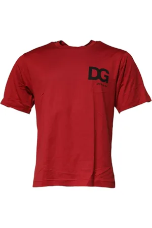 Dolce & Gabbana Koszulki, Mężczyzna, Czerwony, L, Koszulka z nadrukiem logo z bawełny