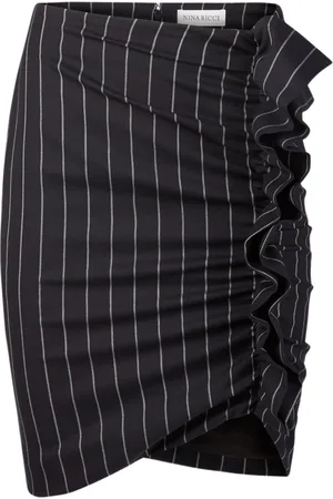 Nina Ricci Spódnice, Kobieta, Niebieski, M, Denim, Pinstripe Draped Midi Skirt