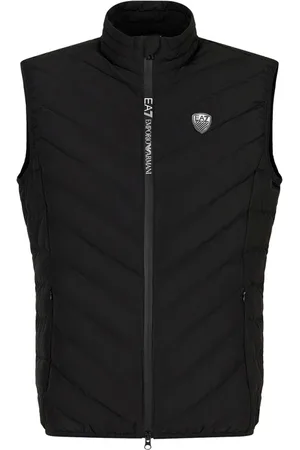 EA7 Kurtki, Mężczyzna, Czarny, 2XL, Kamizelka z geometrycznymi szwami