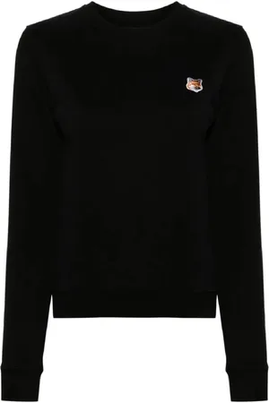 Maison Kitsuné Bluzy, Kobieta, Czarny, M, Bawełna, FOX Head Patch Regular Sweatshirt