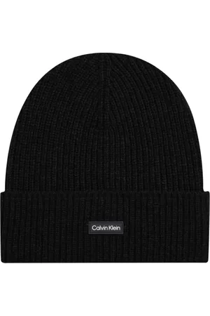 Calvin Klein Akcesoria, Mężczyzna, Czarny, ONE SIZE, Bawełna, Wełniana Czapka Beanie Daddy