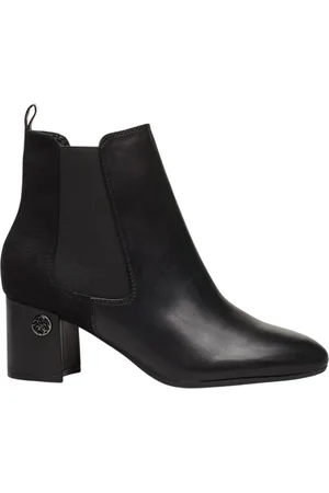 Guess Buty, Kobieta, Czarny, 36 EU, Skóra, Eleganckie skórzane botki do kostki
