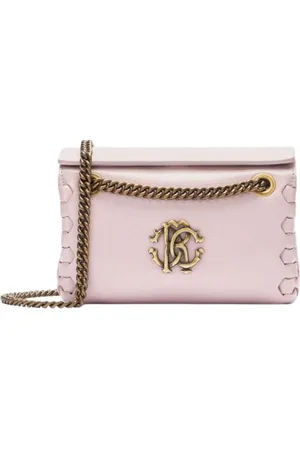 Roberto Cavalli Torebki, Kobieta, Różowy, ONE SIZE, Elegancka Monogramowa Torba na Ramię