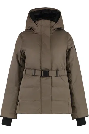 Canada Goose Kurtki, Kobieta, brązowy, XS, Krótka kurtka puchowa z kapturem i paskiem