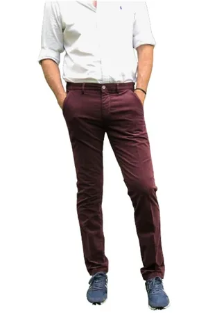 Masons Spodnie, Mężczyzna, Czerwony, L, Bawełna, Spodnie Chino Slim Fit z Bawełny Velvet