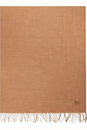 Max Mara Akcesoria, Kobieta, brązowy, ONE SIZE, Kaszmir, Szal z mieszanki kaszmiru z logo