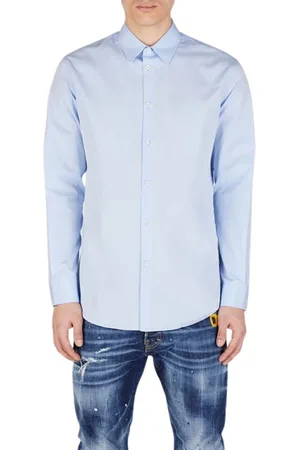 Dsquared2 Koszule, Mężczyzna, Niebieski, L, Elegancka Koszula - Koszula Algodón z Logo Deás