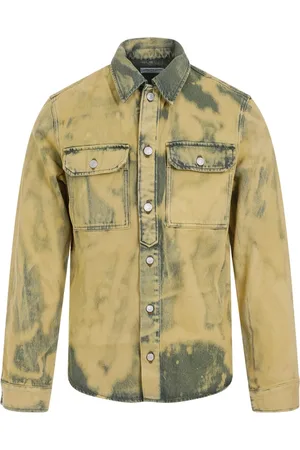 DRIES VAN NOTEN Koszule, Mężczyzna, Wielobarwność, L, Bawełna, Curtis Lime Shirt