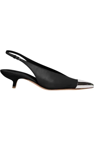 Sportmax Buty, Kobieta, Czarny, 36 EU, Skóra, Eleganckie skórzane czółenka z odkrytą piętą