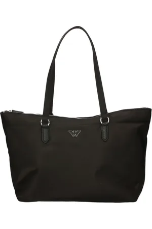 Emporio Armani Torebki, Kobieta, Czarny, ONE SIZE, Nylon, Współczesna nylonowa torba typu tote z zamkiem błyskawicznym