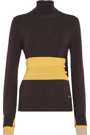 Fendi Swetry, Kobieta, Fioletowy, M, Wełna, Wełniany golf z dzianiny