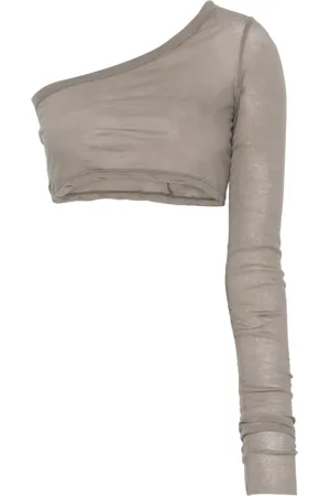 Rick Owens Koszulki, Kobieta, Szary, M, Jedno ramie Crop Top Szary