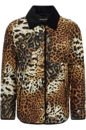 Roberto Cavalli Kurtki, Kobieta, Wielobarwność, 2XS, Kurtka w panterkę Naturalna Damska Wyprodukowana we Włoszech