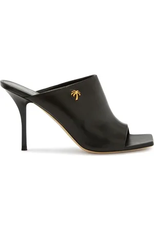 Palm Angels Buty, Kobieta, Czarny, 38 EU, Skóra, Czółenka na obcasie typu mule