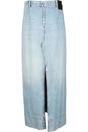Sportmax Spódnice, Kobieta, Niebieski, L, Denim, Długa Spódnica Maxi z Denimu i Zapięciem na Zamek