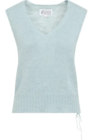 Maison Margiela Swetry, Kobieta, Niebieski, XS, Hemp Knit Vest