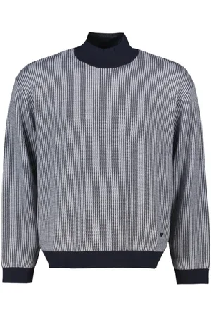 Emporio Armani Swetry, Mężczyzna, Niebieski, L, Wełna, Niebieski wełniany golf