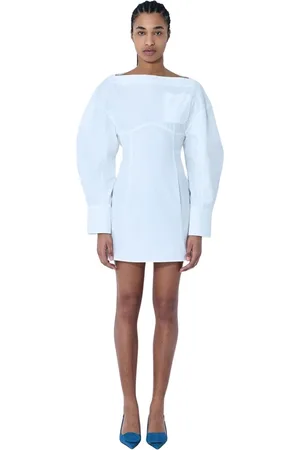 Jacquemus Sukienki, Kobieta, Biały, S, Sculpturalna Bawełniana Mini Sukienka