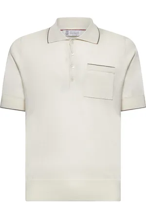 Brunello Cucinelli Koszulki, Mężczyzna, Biały, L, Bawełna, Beżowa koszulka polo z bawełny