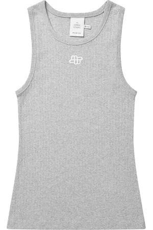 Munthe Koszulki, Kobieta, Szary, 2XL, Bawełna, Top bez rękawów z haftowanym logo