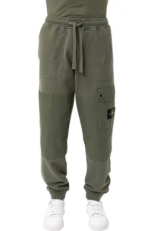 Stone Island Spodnie, Mężczyzna, Zielony, M, Bawełniane Spodnie do Dresu z Emblematem
