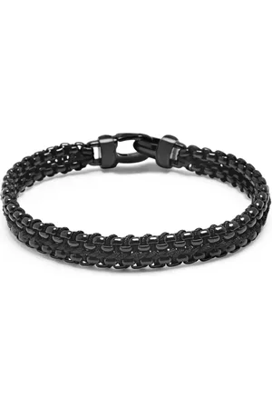 Nialaya Akcesoria, Mężczyzna, Czarny, L, Nylon, Total Woven 8mm Box Chain Bracelet