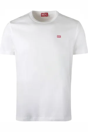 Diesel Koszulki, Mężczyzna, Biały, L, Bawełna, Bawełniany T-shirt z okrągłym dekoltem