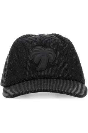 Palm Angels Akcesoria, Kobieta, Czarny, ONE SIZE, Bawełna, Glam Błyszcząca Czapka Baseballowa