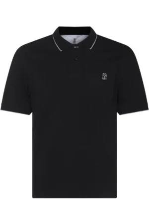 Brunello Cucinelli Koszulki, Mężczyzna, Czarny, XL, Bawełna, Koszulka Polo z Krótkim Rękawem