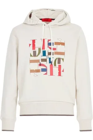 Carolina Herrera Bluzy, Mężczyzna, Biały, L, Bawełna, Haftowana Bluza z Kapturem z Dekonstruowanymi Inicjałami