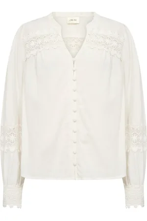 Cream Bluzki, Kobieta, Beżowy, M, Elegancka koszula z koronkowymi detalami