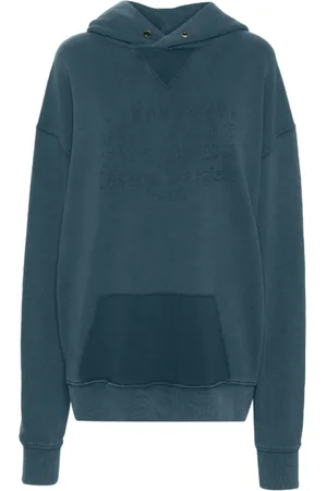 Maison Margiela Bluzy, Kobieta, Szary, S, Bawełna, Bawełniana bluza z kapturem z haftowanymi cyframi Numbers