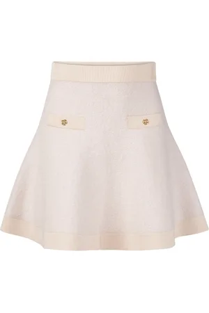 Nina Ricci Spódnice, Kobieta, Beżowy, XS, Mini spódniczka z moheru z rozkloszowanym dołem