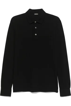Ermenegildo Zegna Koszulki, Mężczyzna, Czarny, XL, Bawełna, Bawełniana koszulka polo z 3 guzikami
