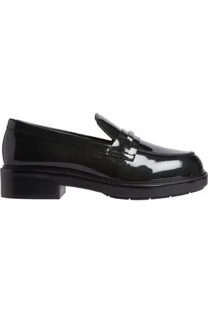 Calvin Klein Buty, Kobieta, Czarny, 37 EU, Skóra, Czarne mokasyny Loafer Bar Saff Buty