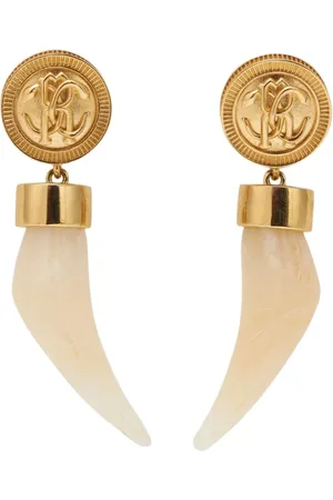 Roberto Cavalli Akcesoria, Kobieta, Żółty, ONE SIZE, Kolczyki wiszące Fang z zapięciem Fang Pin