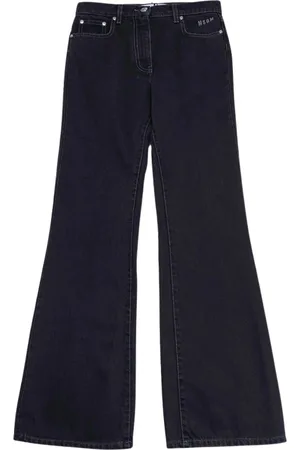 Msgm Jeansy, Kobieta, Czarny, M, Denim, Spodnie Jeansyowe z Wysokim Stanem i Rozszerzanymi Nogawkami