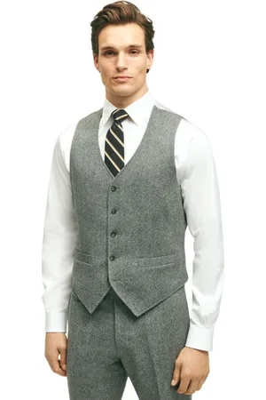 Brooks Brothers Garnitury, Mężczyzna, Szary, 3XL, Wełna, Szara Wełniana Kamizelka