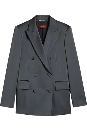 Max Mara Kurtki, Kobieta, Szary, S, Satyna, Dopasowana, dwurzędowa satynowa marynarka