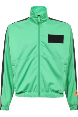 Heron Preston Kurtki, Mężczyzna, Zielony, M, Bawełna, Bluza dresowa z kontrastowym logo