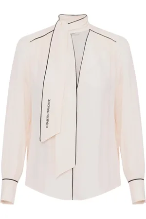 Elisabetta Franchi Bluzki, Kobieta, Beżowy, S, Elegancka koszula z żorżety