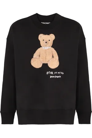 Palm Angels Bluzy, Mężczyzna, Czarny, L, Bawełna, Bawełniana bluza z okrągłym dekoltem i prążkowaną teksturą
