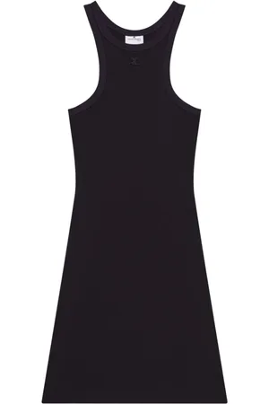 Courrèges Sukienki, Kobieta, Czarny, XS, Czarna Sukienka Bez Rękawów z Dekoltem Racerback