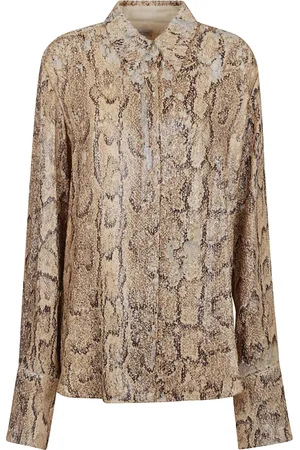DRIES VAN NOTEN Bluzki, Kobieta, Beżowy, M, Beżowa i Neutralna Koszula Bawełniana