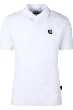 Philipp Plein Koszulki, Mężczyzna, Biały, L, Koszulka Polo Hexagon