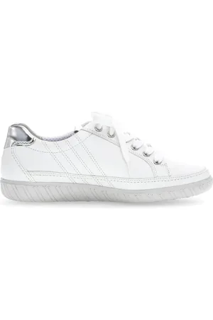 Gabor Buty, Kobieta, Biały, 37 EU, Skóra, Białe sznurowane sneakersy