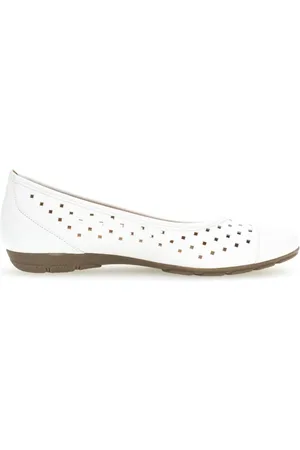 Gabor Buty, Kobieta, Biały, 40 1/2 EU, Skóra, Perforowane Baleriny