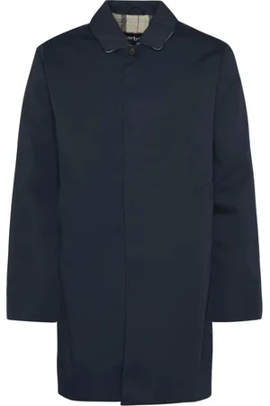 Barbour Płaszcze, Mężczyzna, Niebieski, L, Nylon, Niebieski dopasowany płaszcz