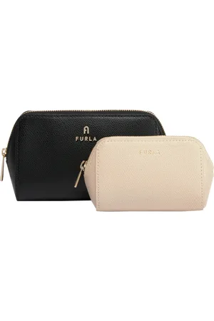 Furla Torebki, Kobieta, Wielobarwność, ONE SIZE, Skóra, Zestaw Kosmetyczek z Nadrukowanej Skóry Camelia